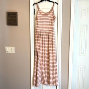 Lauren Conrad blush and white stripe cotton maxi dress- EUC Sz L